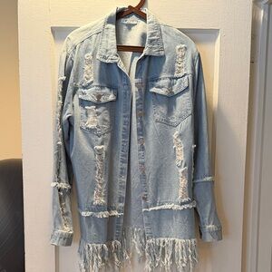 Distressed Light Blue Jean Jacket